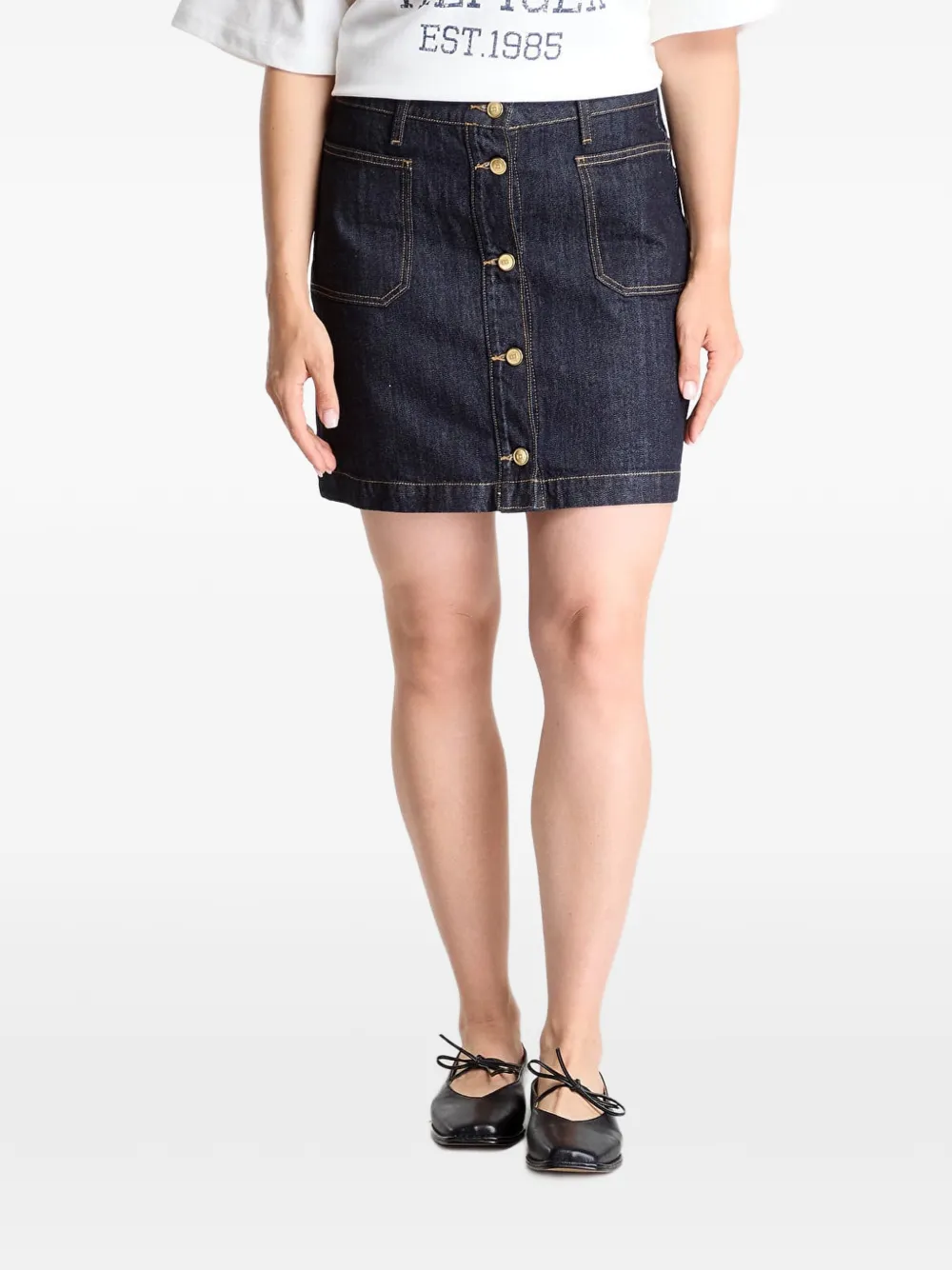 Tommy Hilfiger button-up rigid denim mini skirt - Blau
