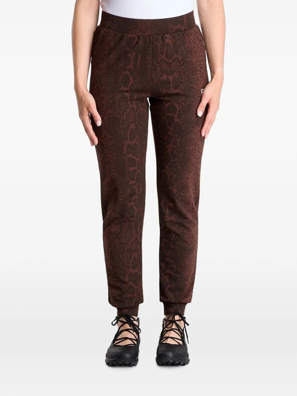 Ea7 Emporio Armani snakeskin-print track pants - Braun