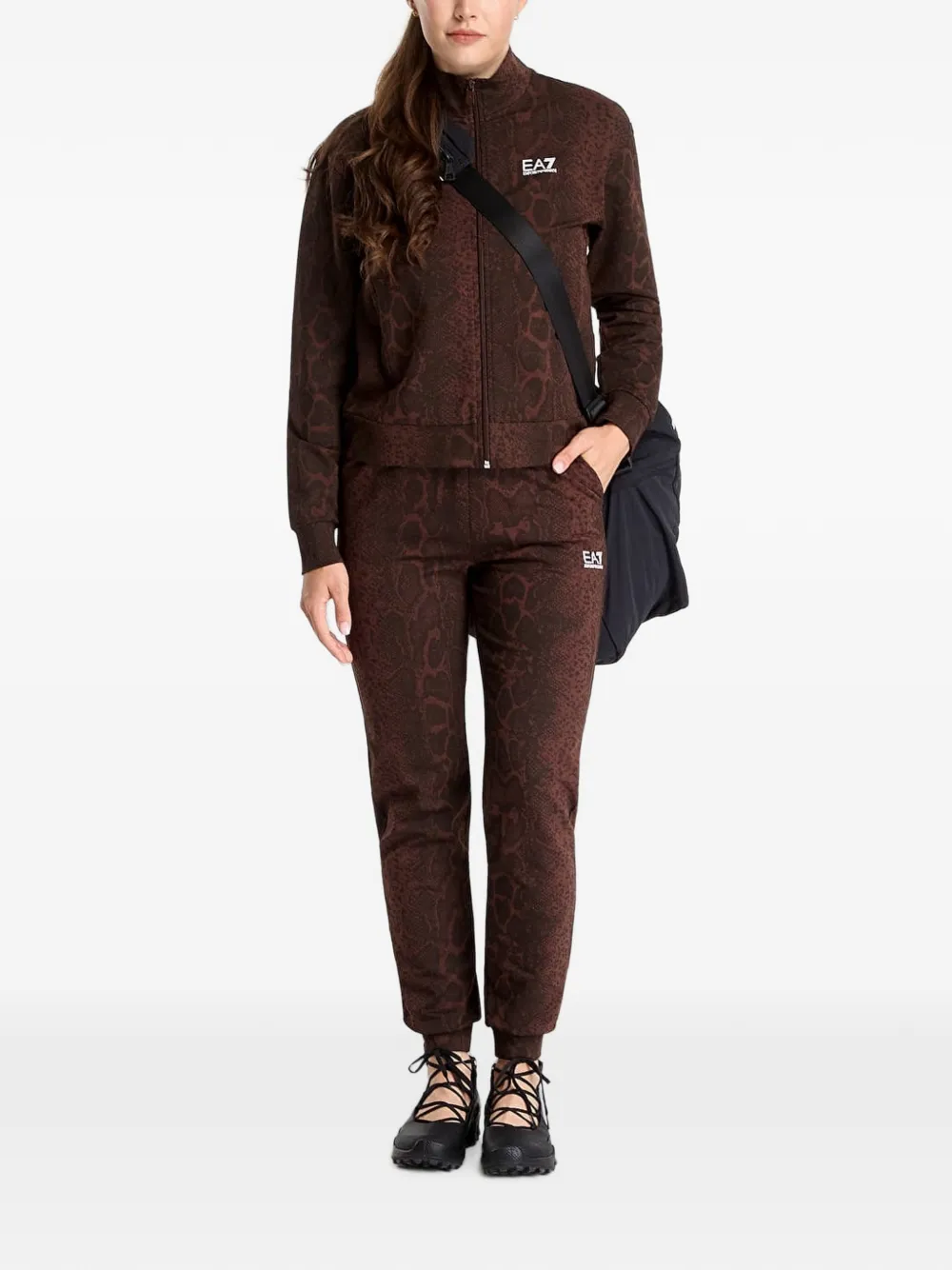 Ea7 Emporio Armani Trainingsbroek met slangenhuid print Bruin