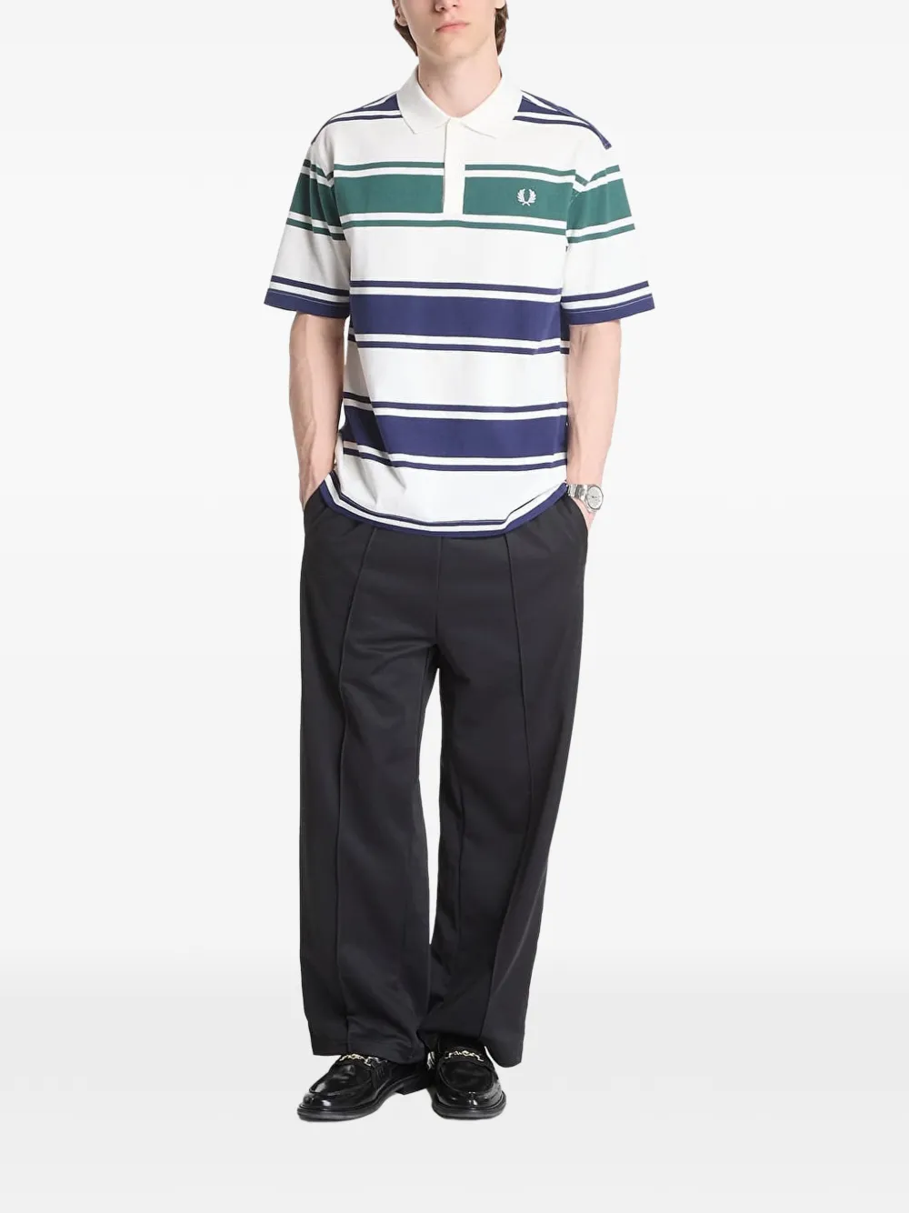 Fred Perry Gestreept poloshirt Wit