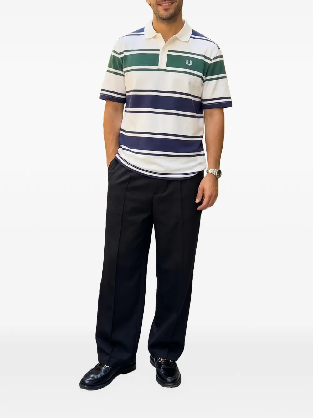 Fred Perry Gestreept poloshirt Wit