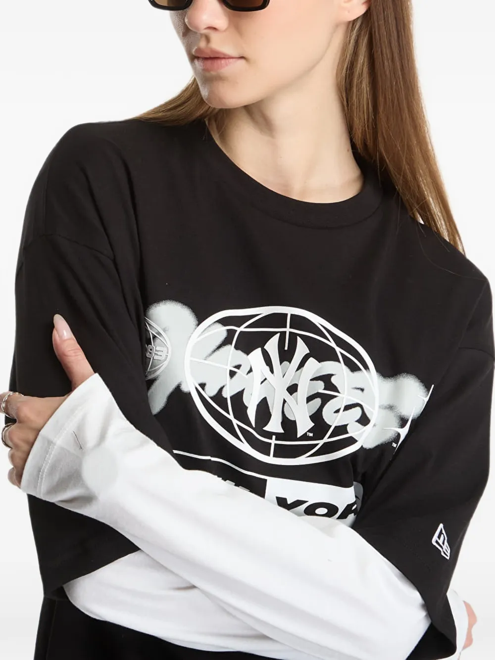 NEW ERA CAP New York Yankees T-shirt met gelaagde mouwen Zwart