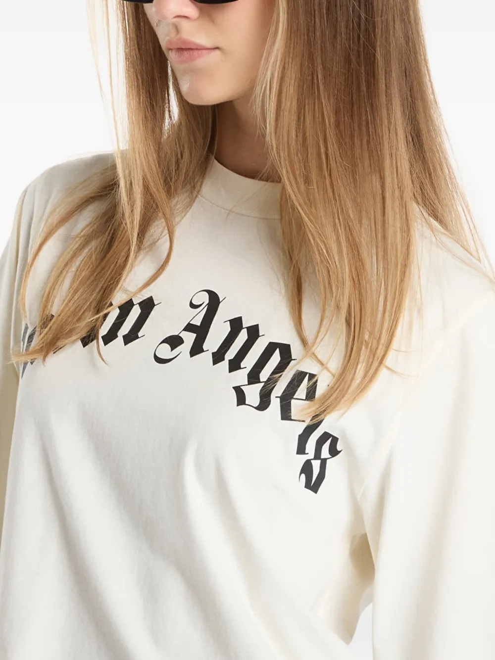 Palm Angels Boxy T-shirt met gewelfd logo Beige