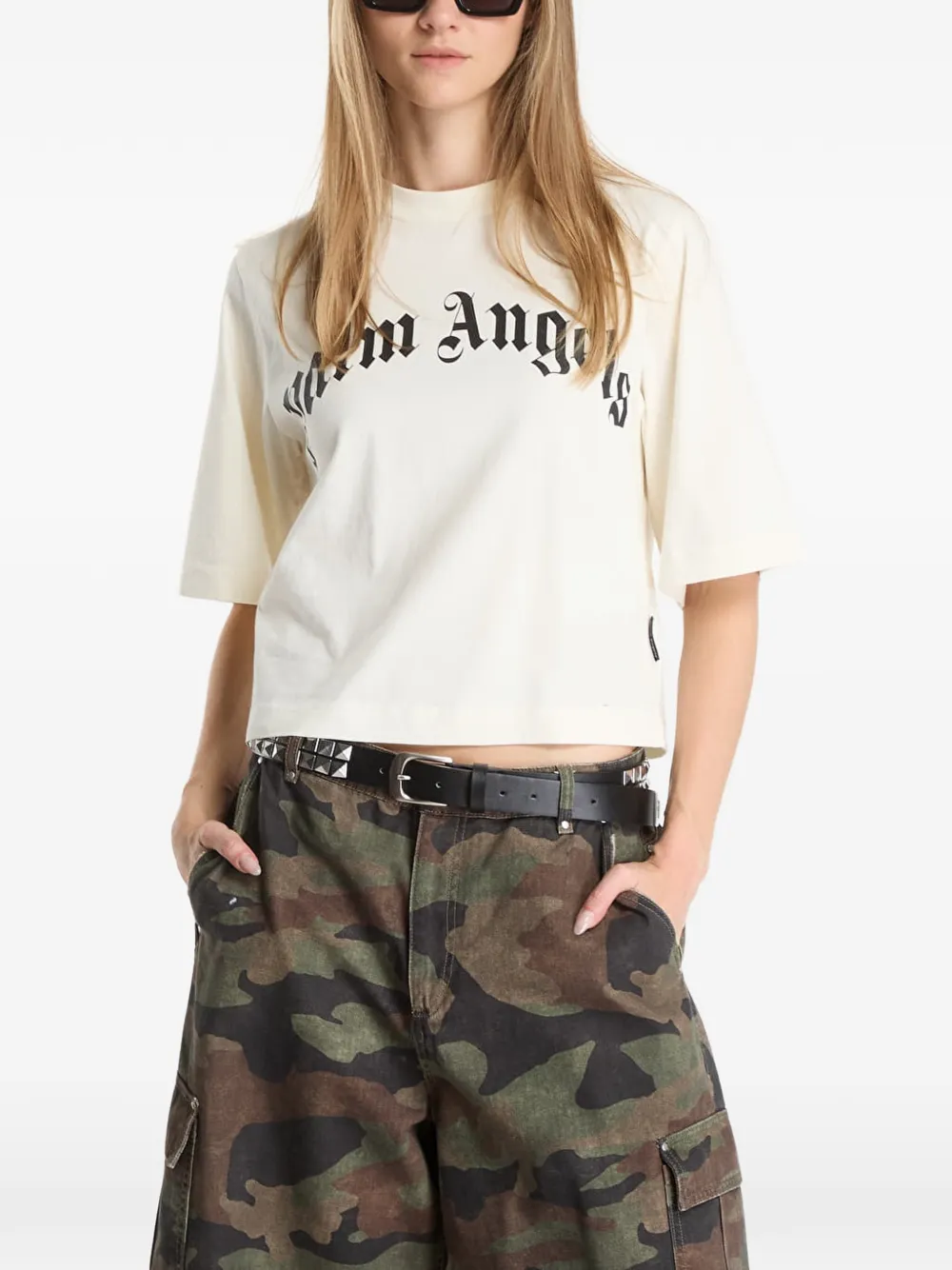 Palm Angels curved-logo boxy tee - Toni neutri