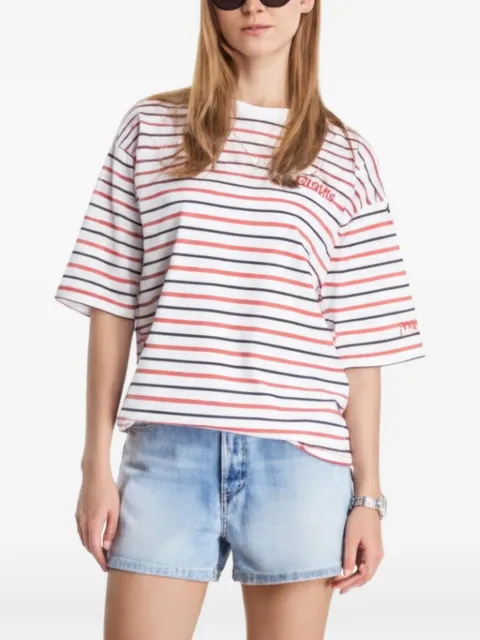 NEW ERA CAP striped embroidered T-shirt