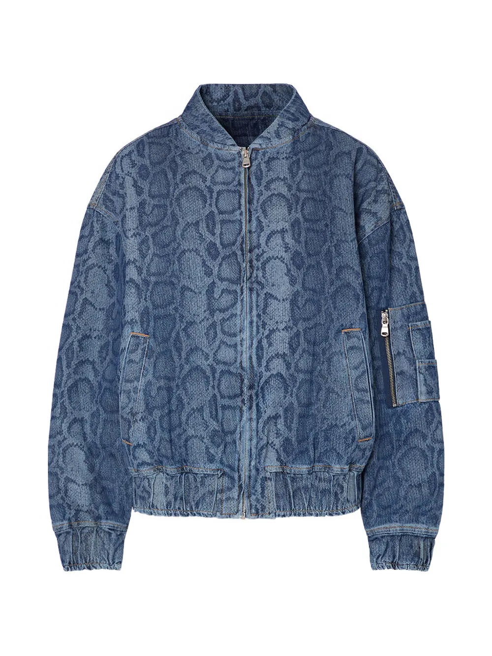 LIU JO python-print denim bomber jacket | Blue | Image 1