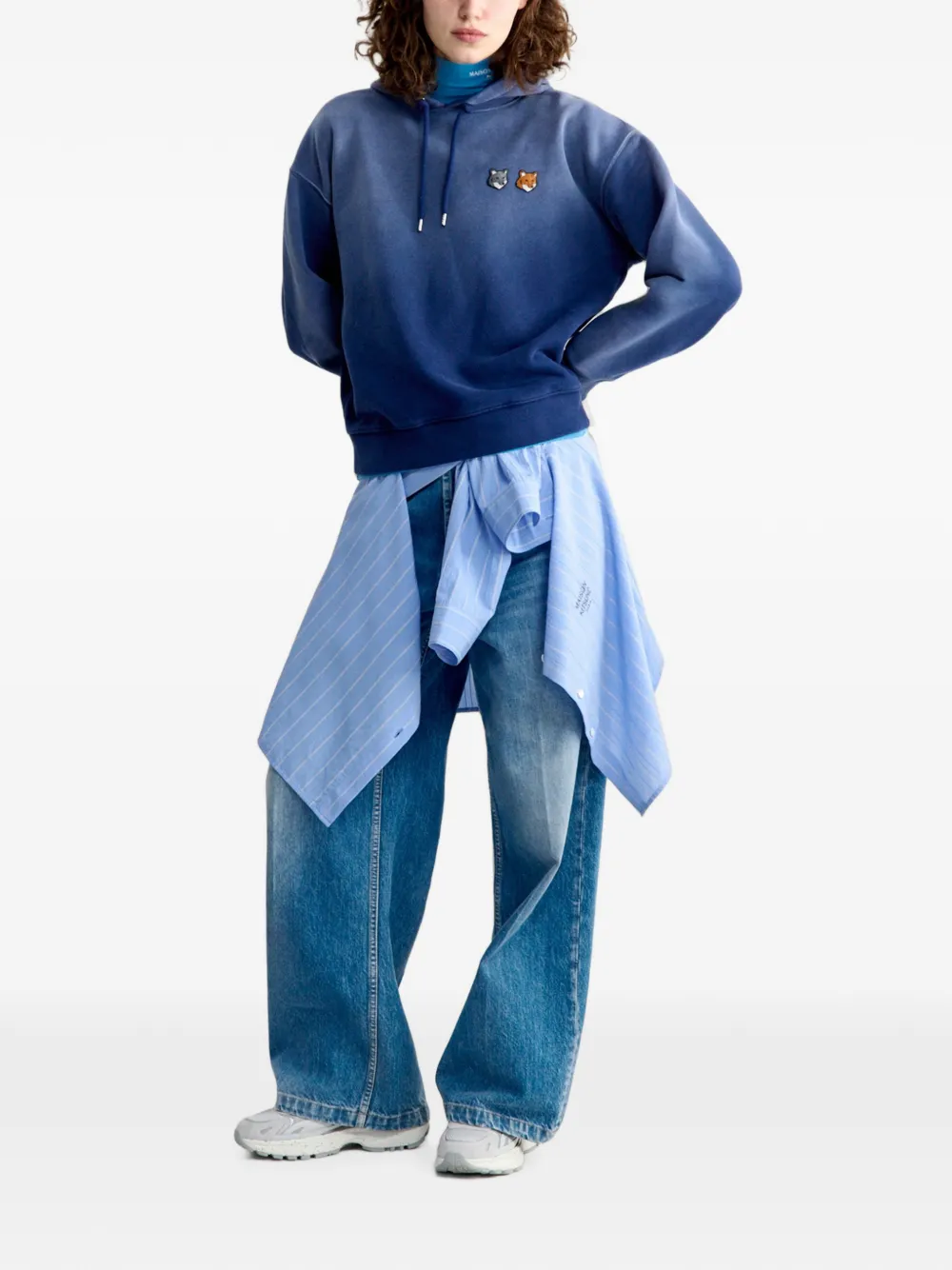 Maison Kitsuné Double Fox hoodie Blauw