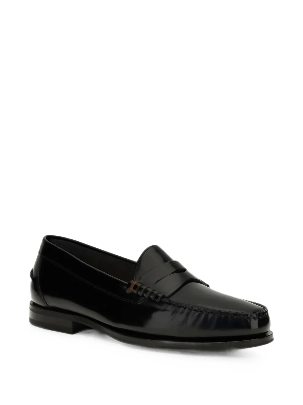 Santoni College A Novembre polished leather loafers Zwart