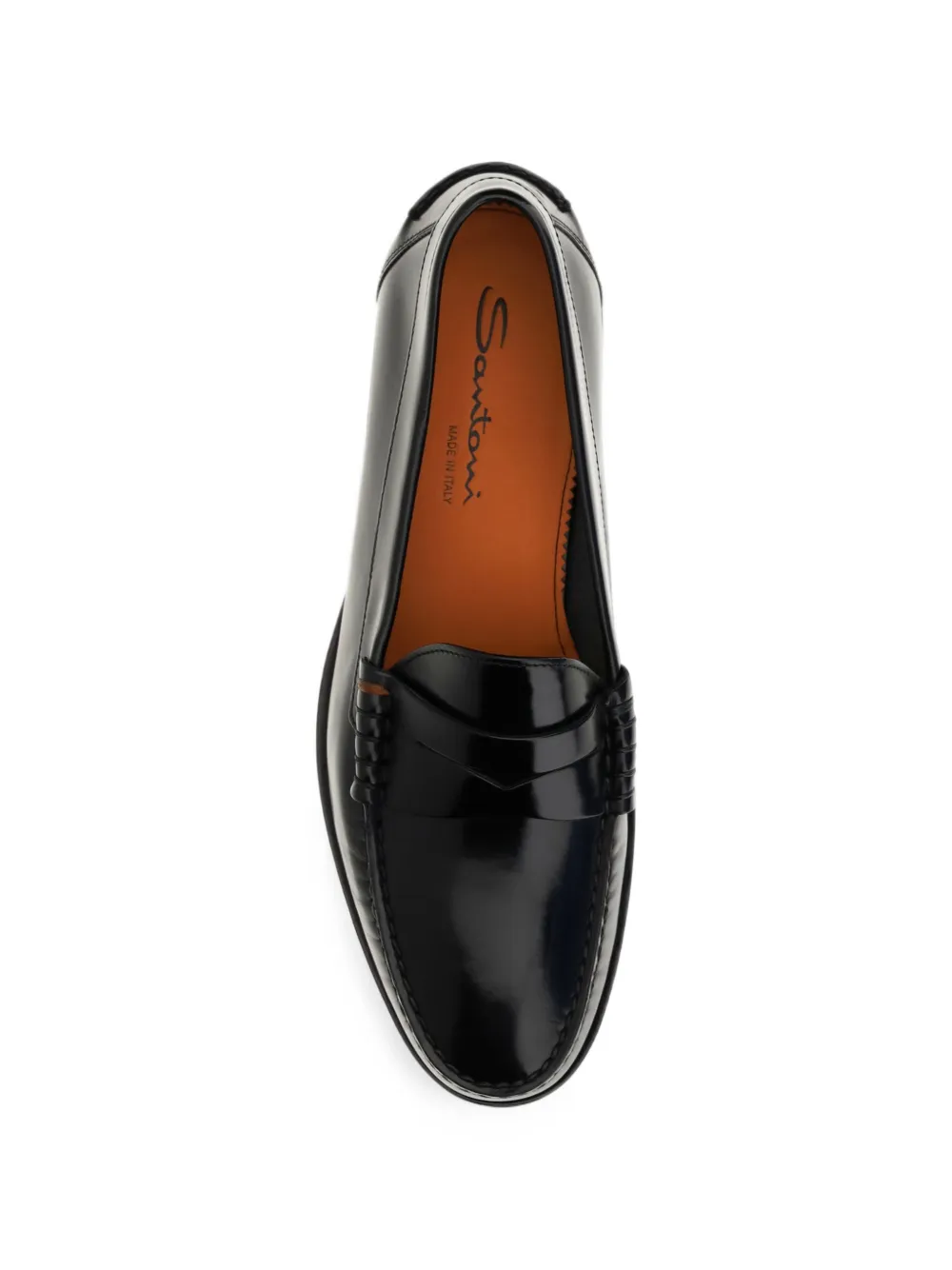 Santoni College A Novembre polished leather loafers Zwart