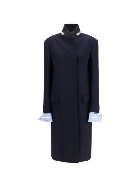 Prada single-breasted embroidered double wool coat