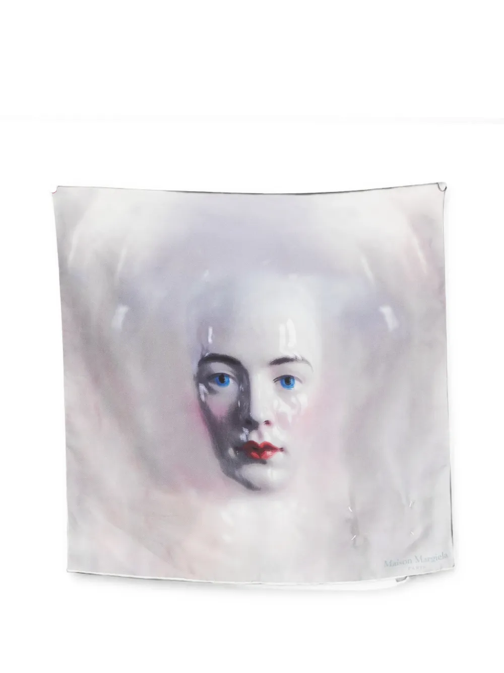 Maison Margiela Four Stitches Portrait-print Scarf In White