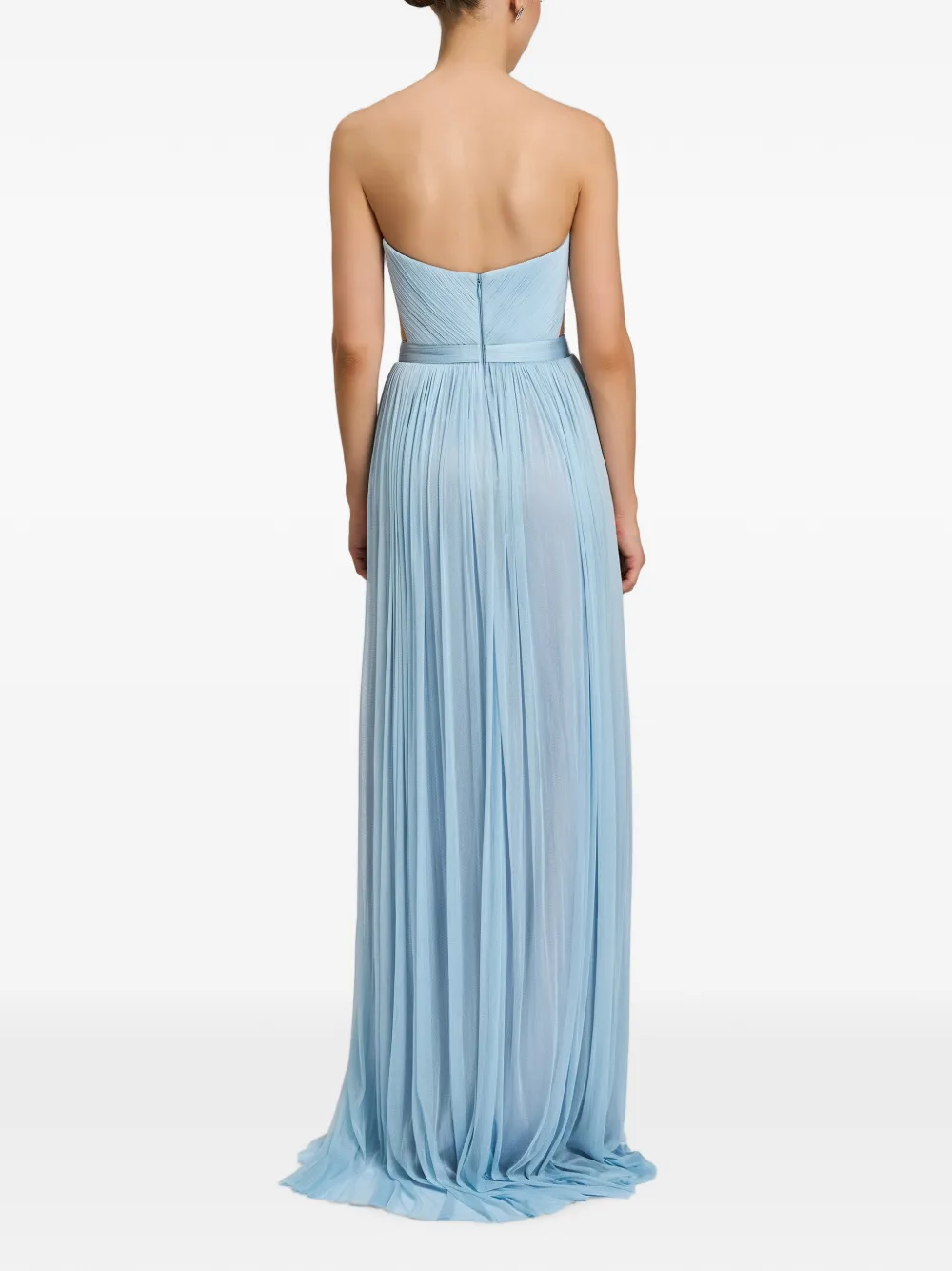 CRISTALLINI Serena zijden maxi-dress met plooien Blauw