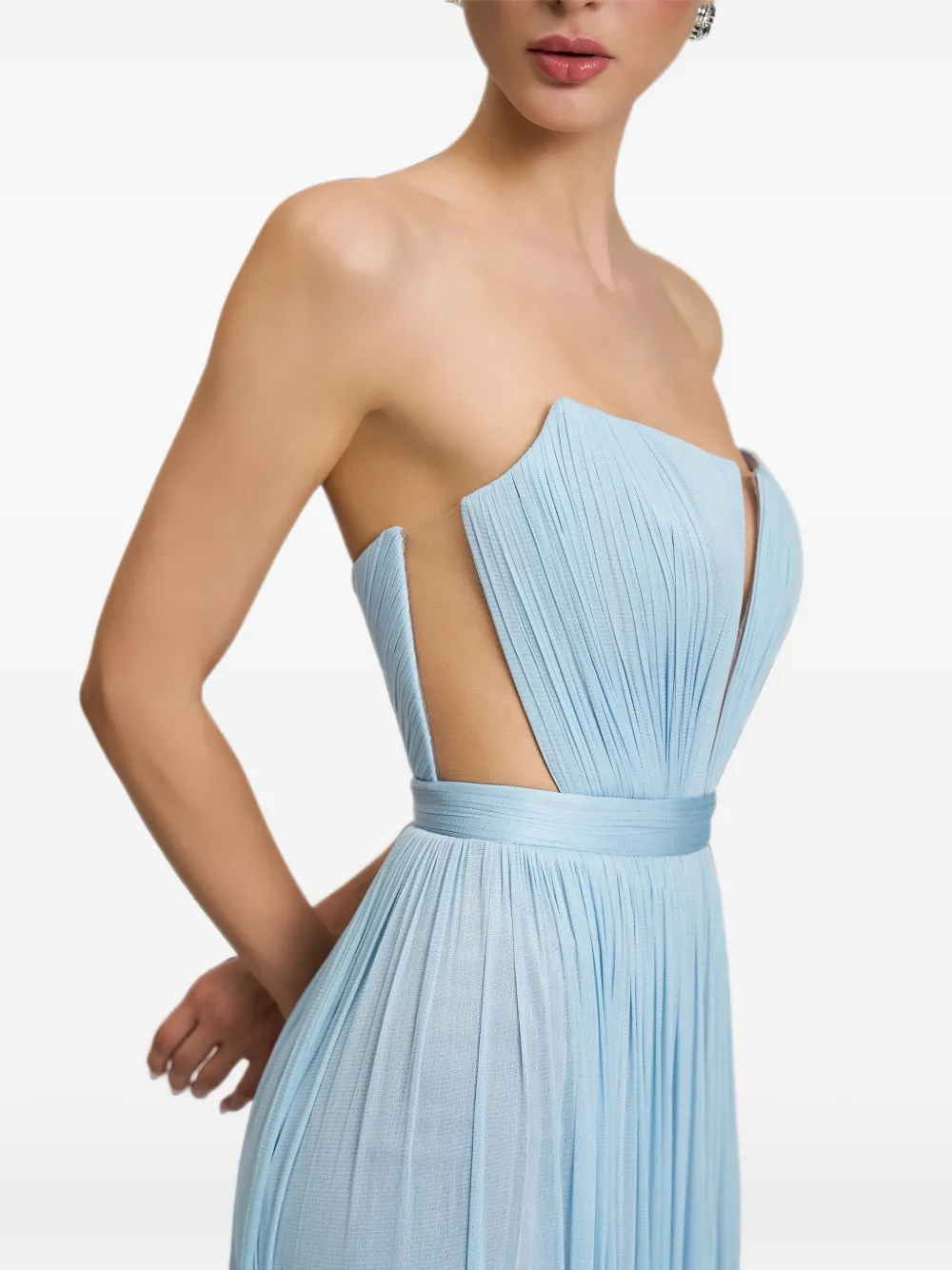 CRISTALLINI Serena zijden maxi-dress met plooien Blauw