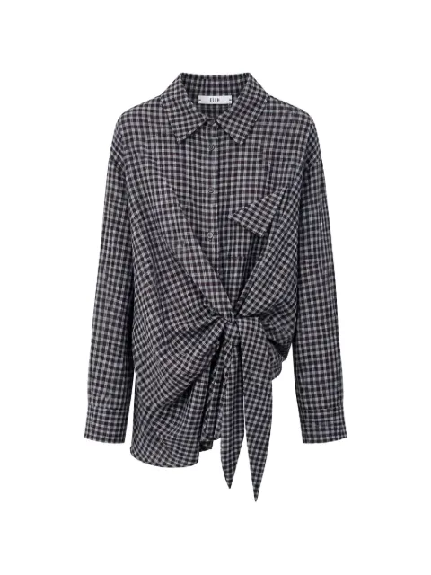 Eleh check-pattern knot-detail shirt