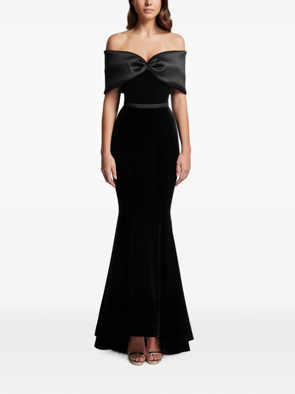 CRISTALLINI off-the-shoulder bow-detail maxi dress