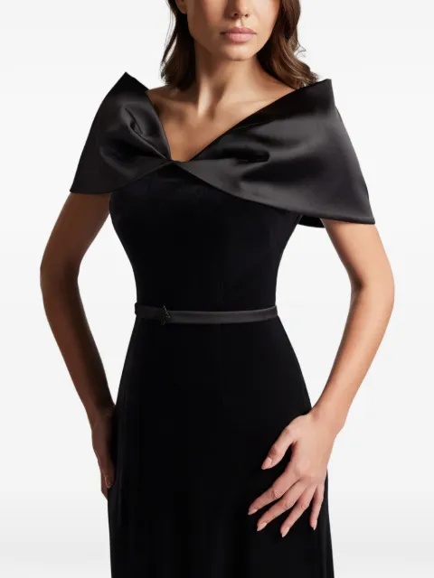 CRISTALLINI bow-detail velvet dress