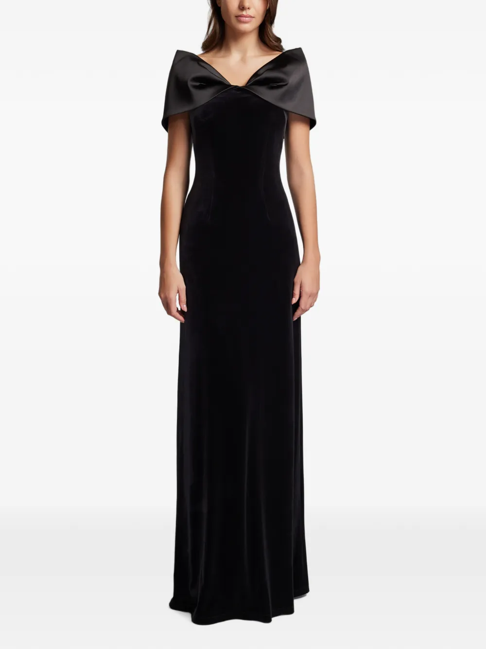CRISTALLINI bow-detail velvet dress - Schwarz