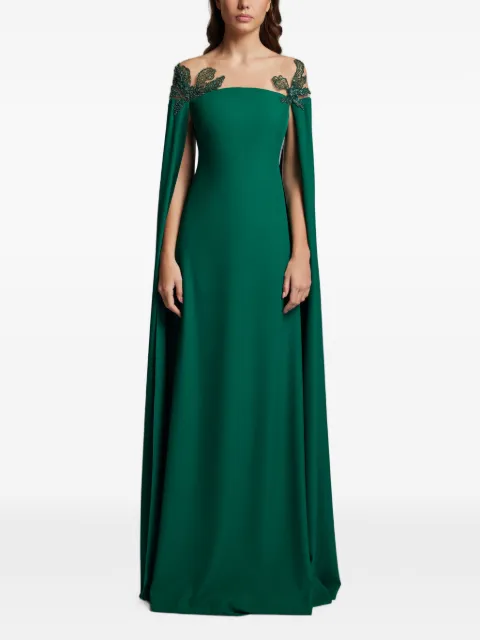 CRISTALLINI bead-embellished cape-sleeve maxi dress