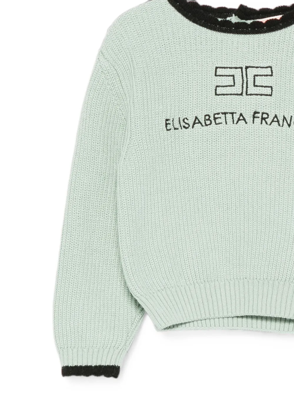 Elisabetta Franchi La Mia Bambina Trui met gewelfde afwerking en geborduurd logo Groen