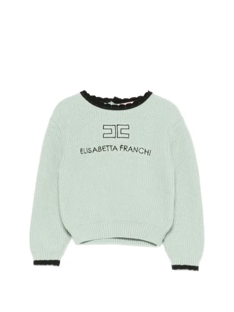 Elisabetta Franchi La Mia Bambina logo-embroidered scalloped-trim sweater