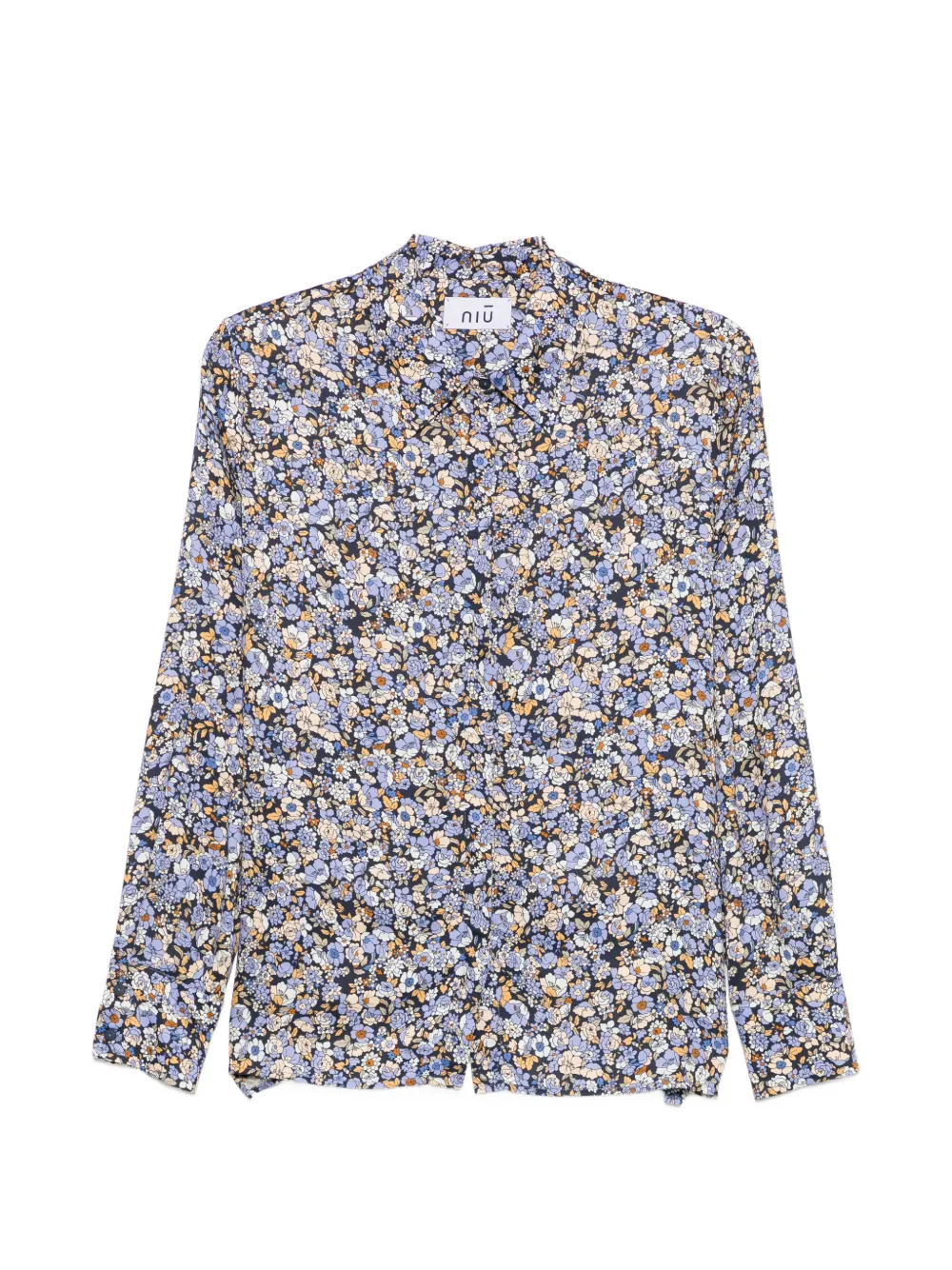 Niu floral-print long-sleeve shirt - Blau