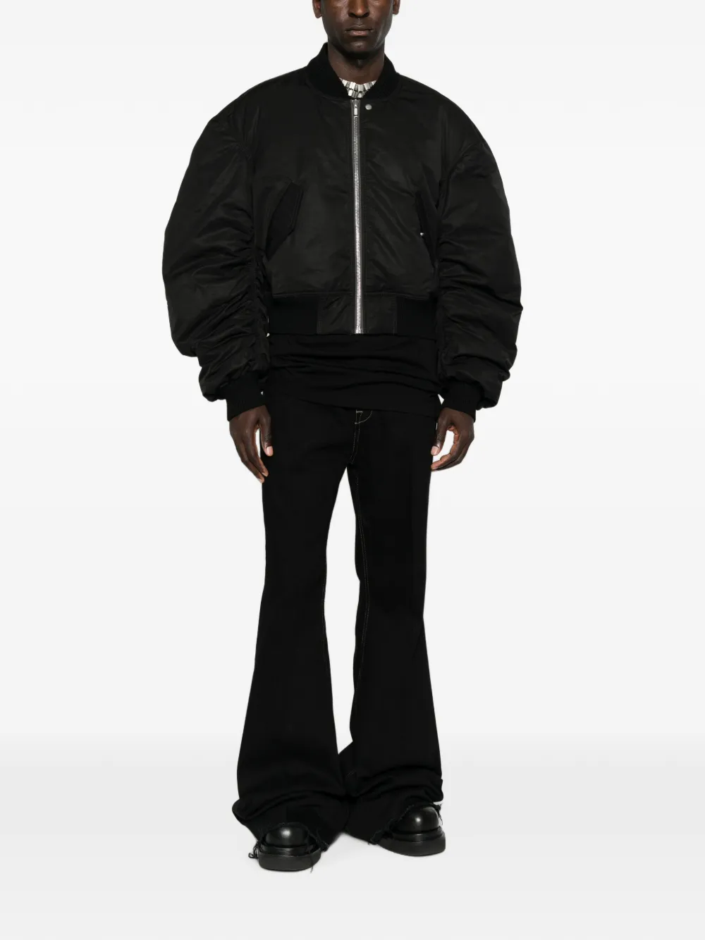 Rick Owens Secchia Flight bomberjack met ruches Zwart