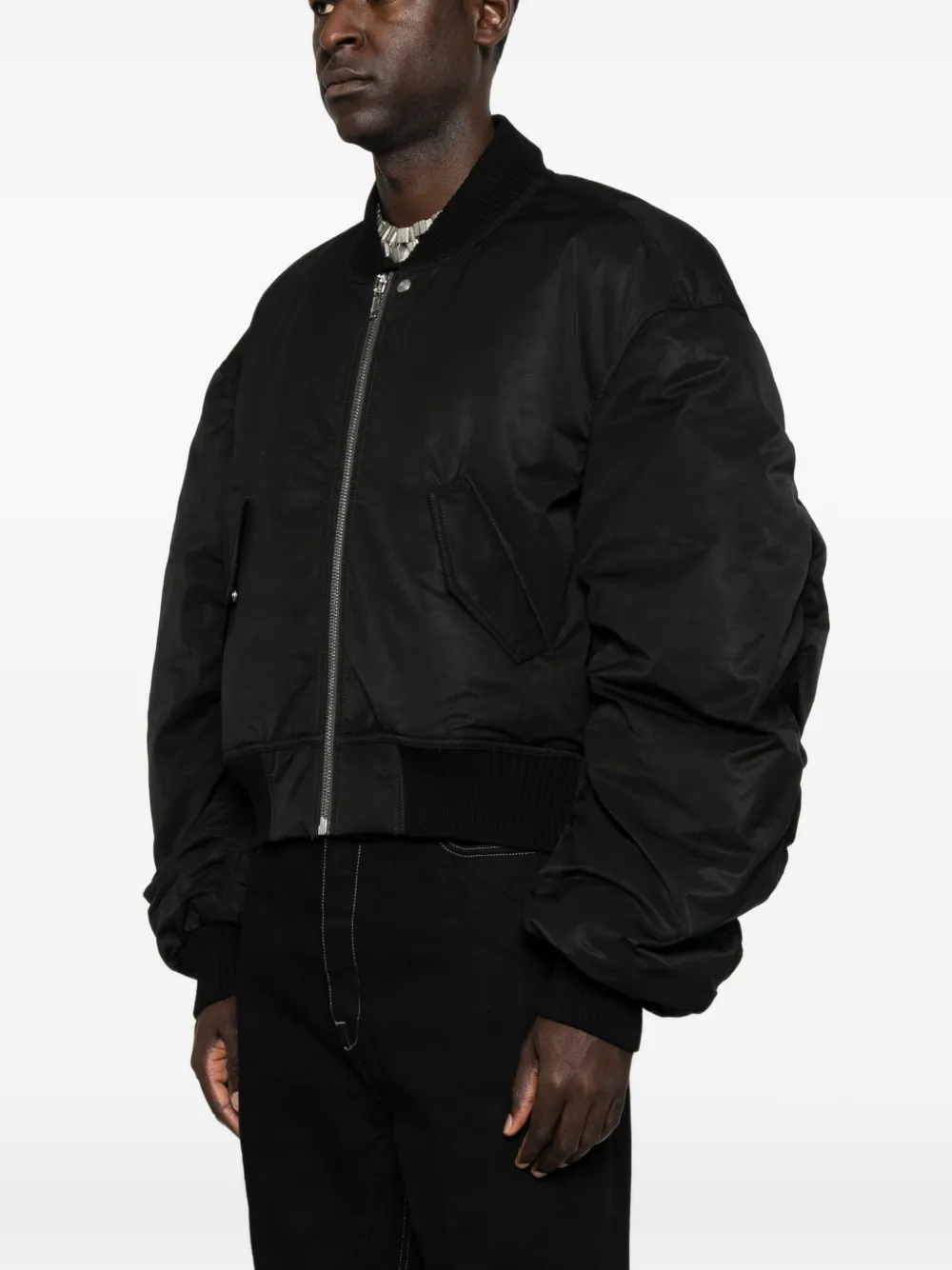 Rick Owens Secchia Flight bomberjack met ruches Zwart