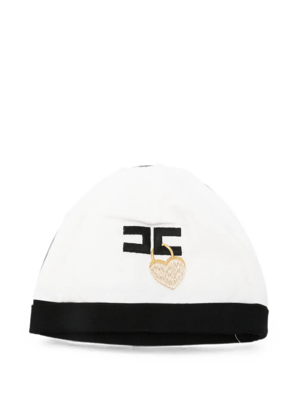 Elisabetta Franchi La Mia Bambina logo-embroidered heart-patch beanie hat - Bianco
