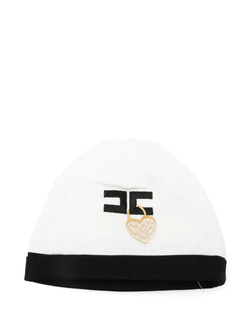 Elisabetta Franchi La Mia Bambina logo-embroidered heart-patch beanie hat - Bianco