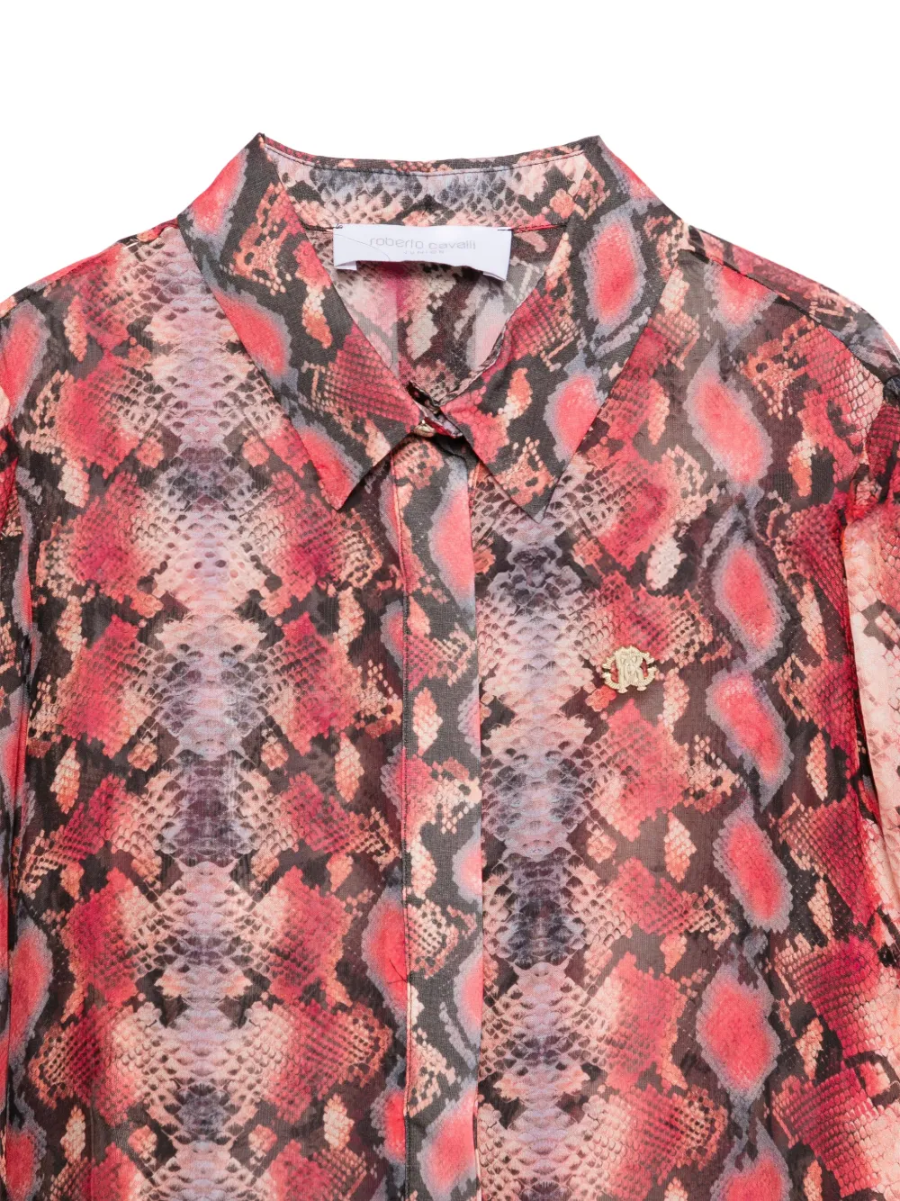 Roberto Cavalli Junior Blouse met slangenprint en logoplakkaat Roze