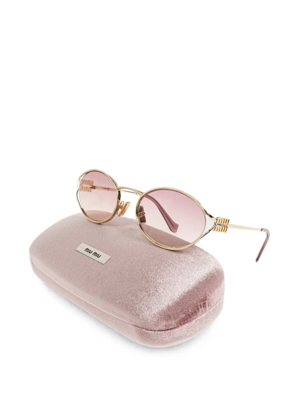 Miu Eyewear Zonnebril met ovalen montuur Goud