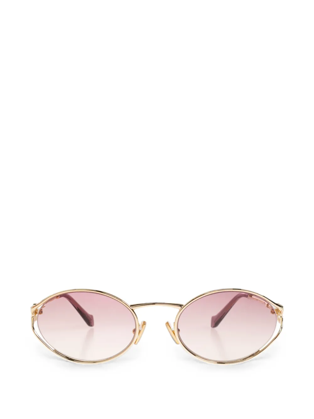 Miu Miu logo-plaque oval-frame sunglasses - Oro