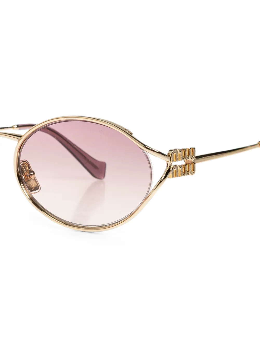 Miu Eyewear Zonnebril met ovalen montuur Goud
