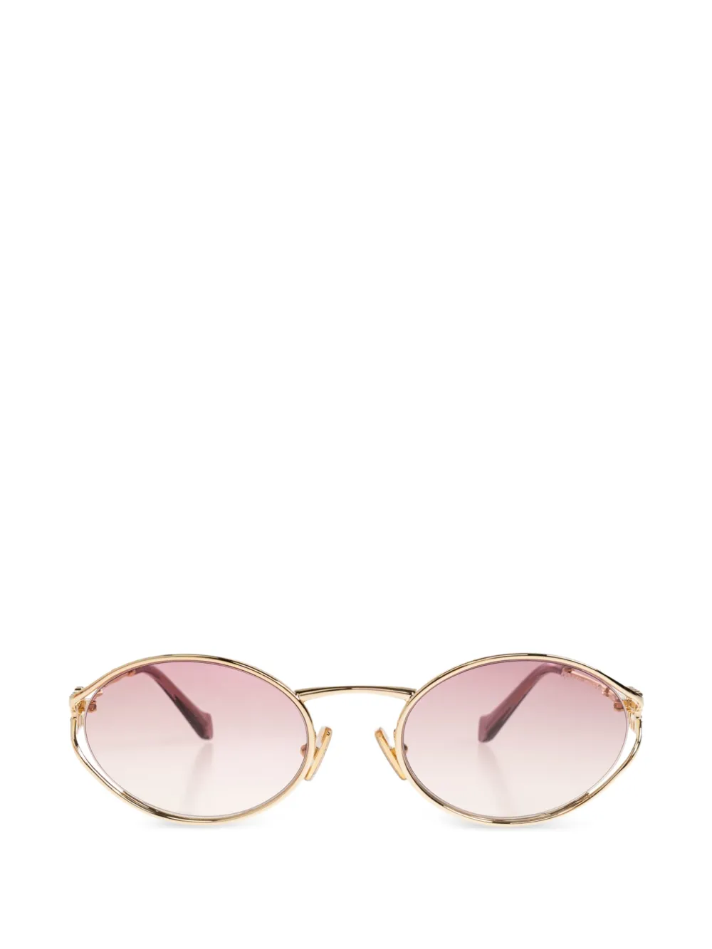 Miu Miu logo-plaque oval-frame sunglasses - Oro