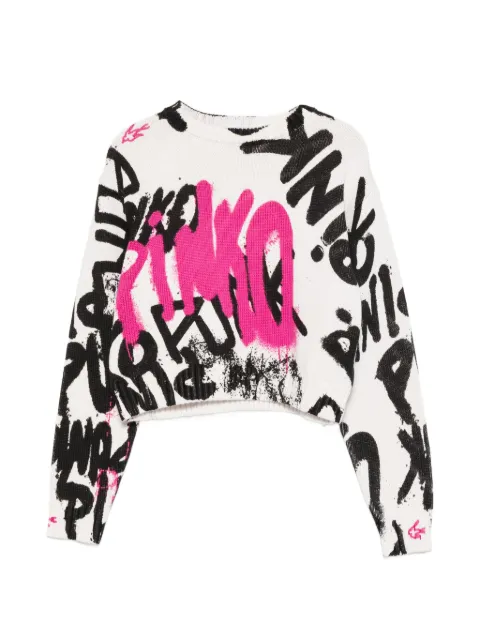Pinko Kids graffiti-print cropped sweater