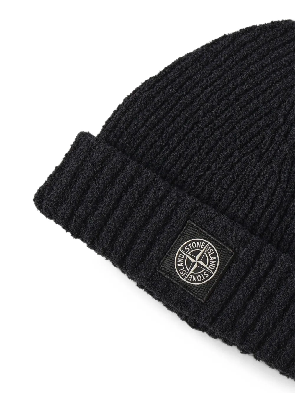 Stone Island N100004 volledig geribbelde katoenen bouclé muts Zwart