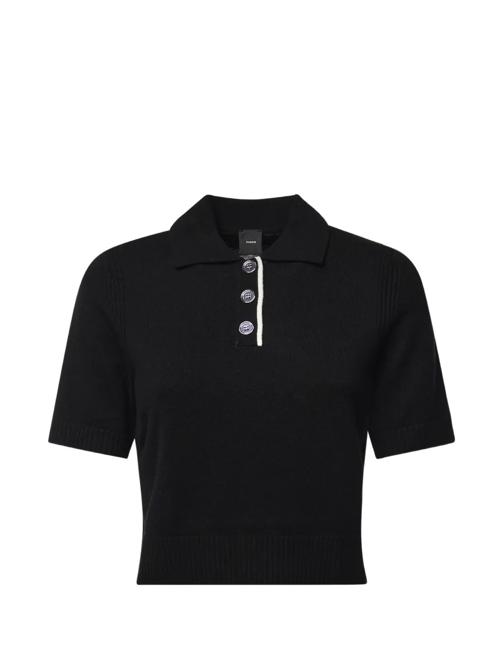 PINKO button-up polo-collar sweater Zwart