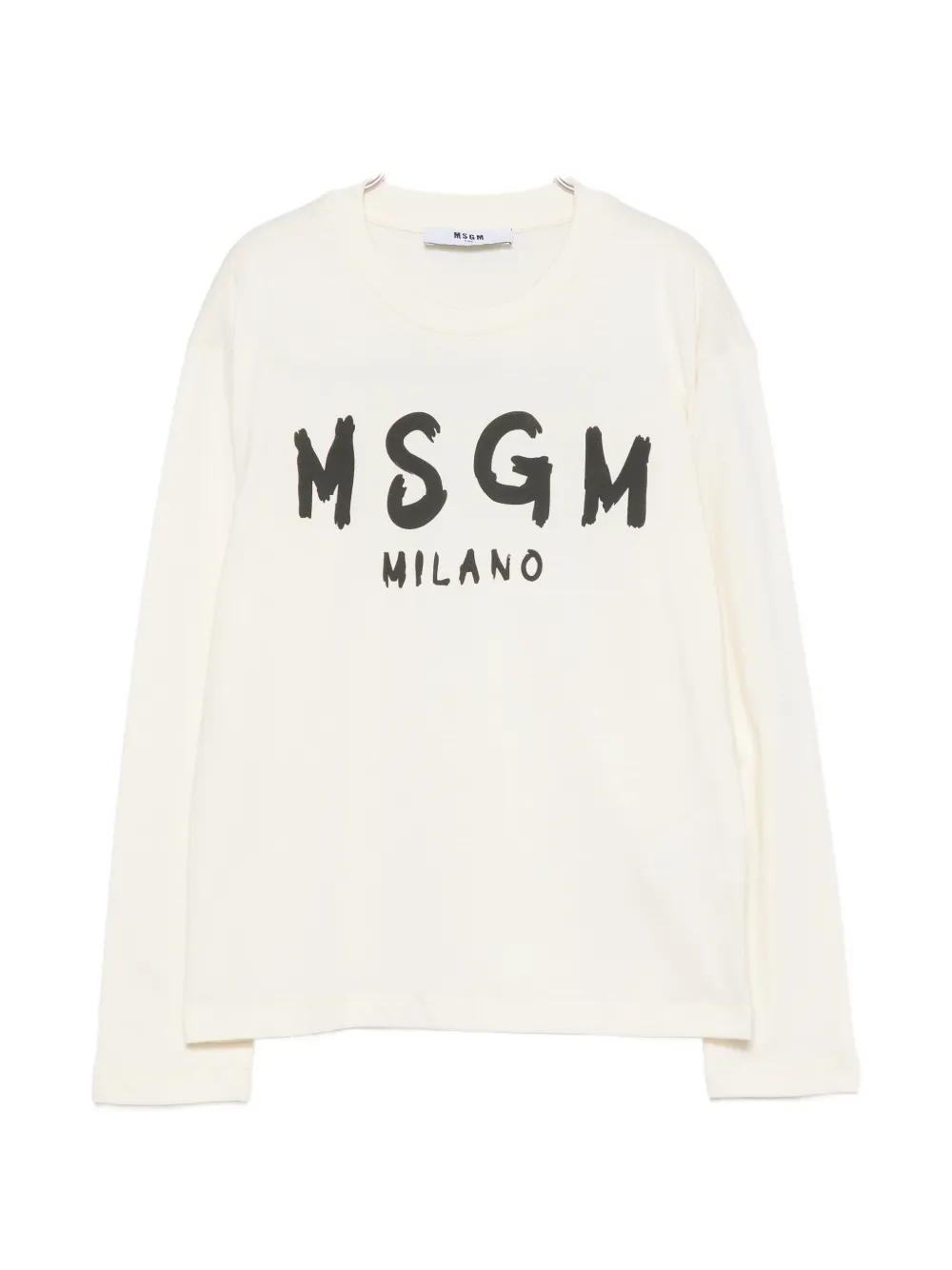 MSGM Kids logo-print long-sleeve T-shirt - Toni neutri