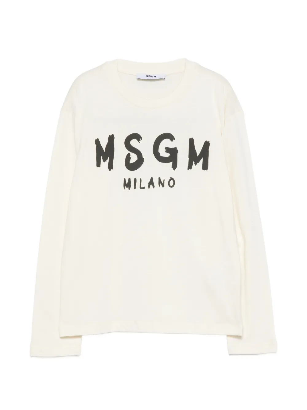 MSGM Kids logo-print long-sleeve T-shirt - Toni neutri
