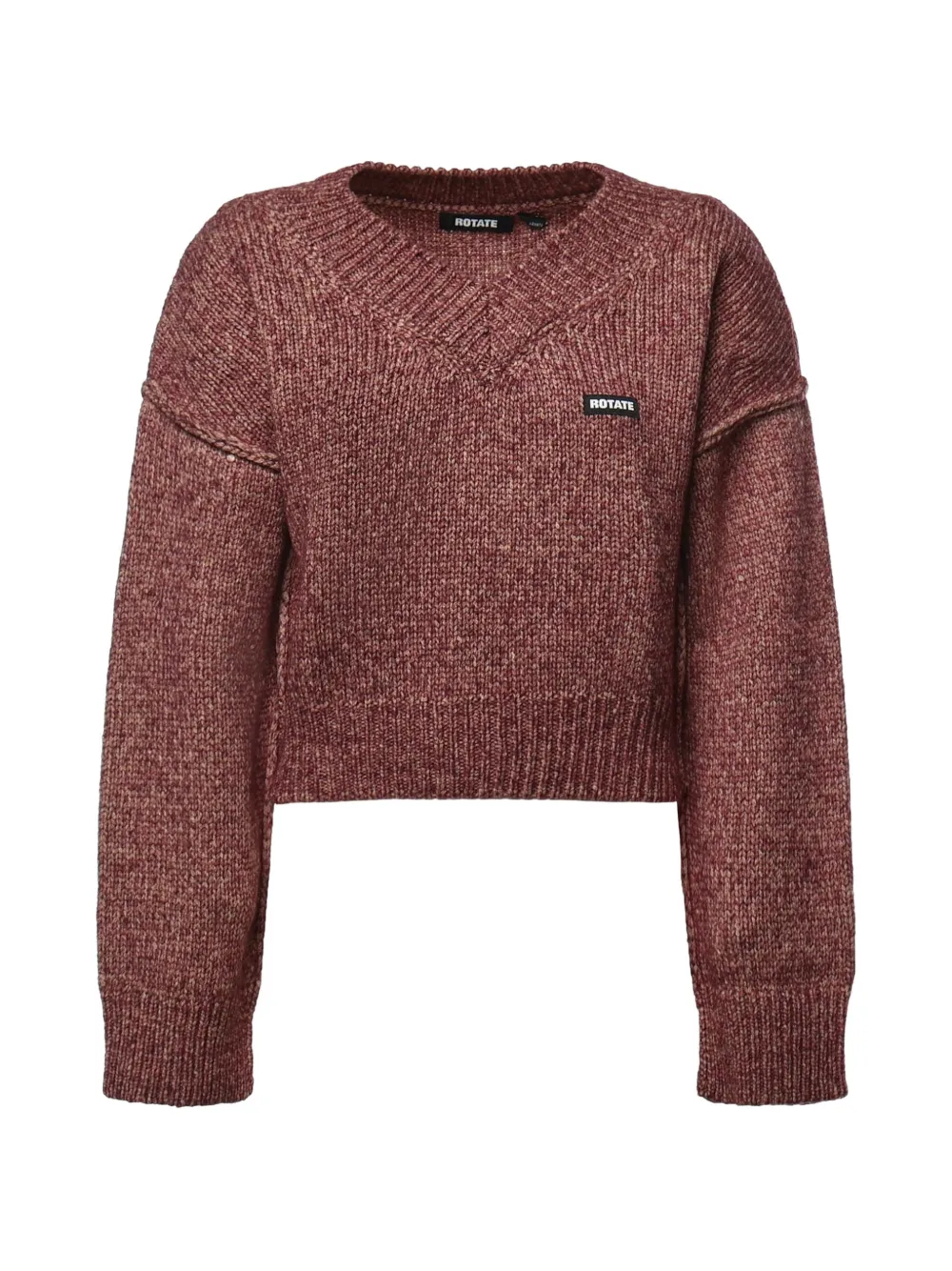 ROTATE BIRGER CHRISTENSEN logo-patch V-neck sweater - Rosso