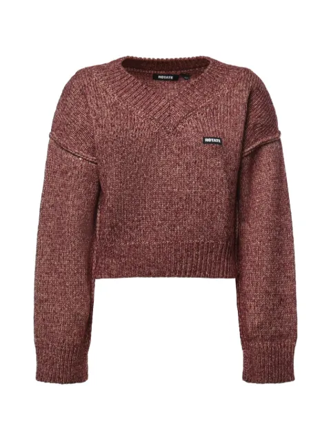 ROTATE BIRGER CHRISTENSEN logo-patch V-neck sweater