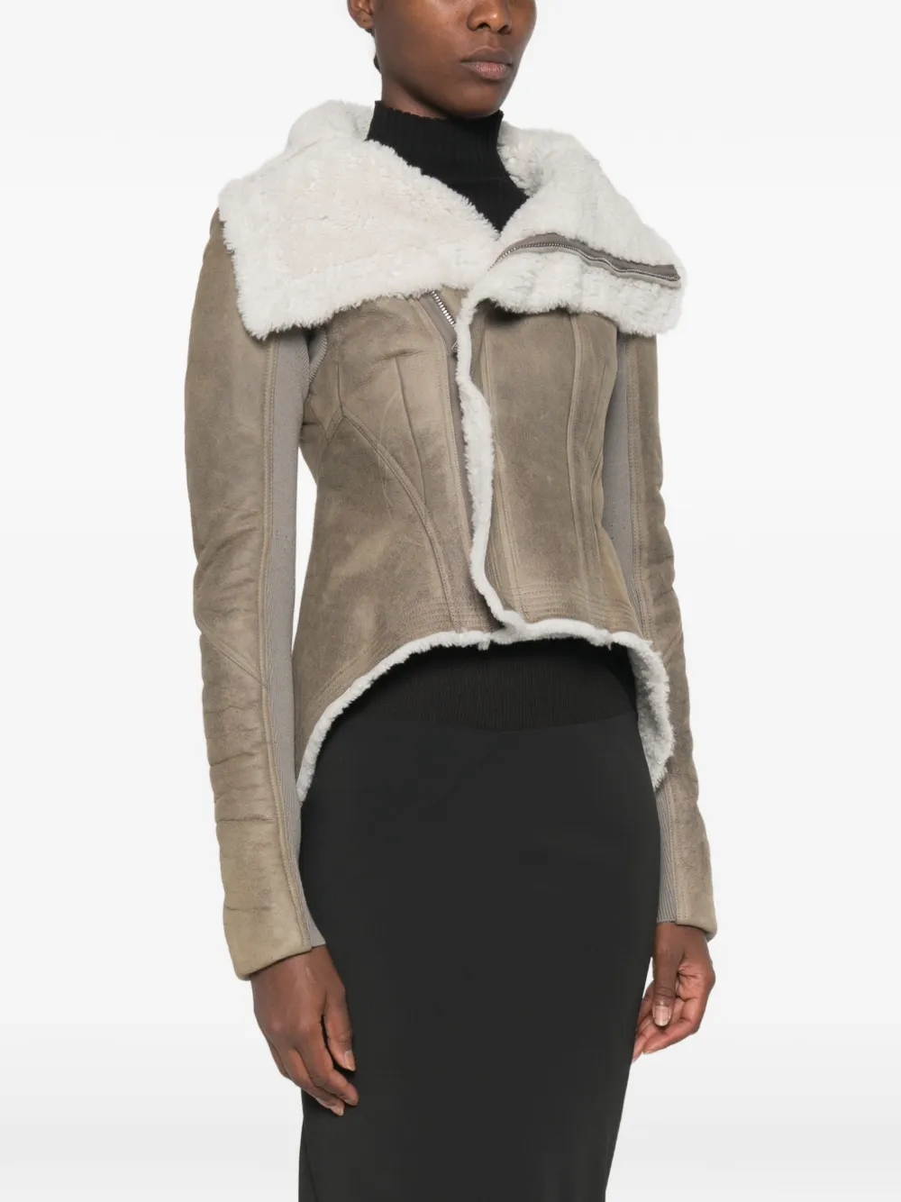 Rick Owens Asymmetrisch jack met lammy voering Grijs