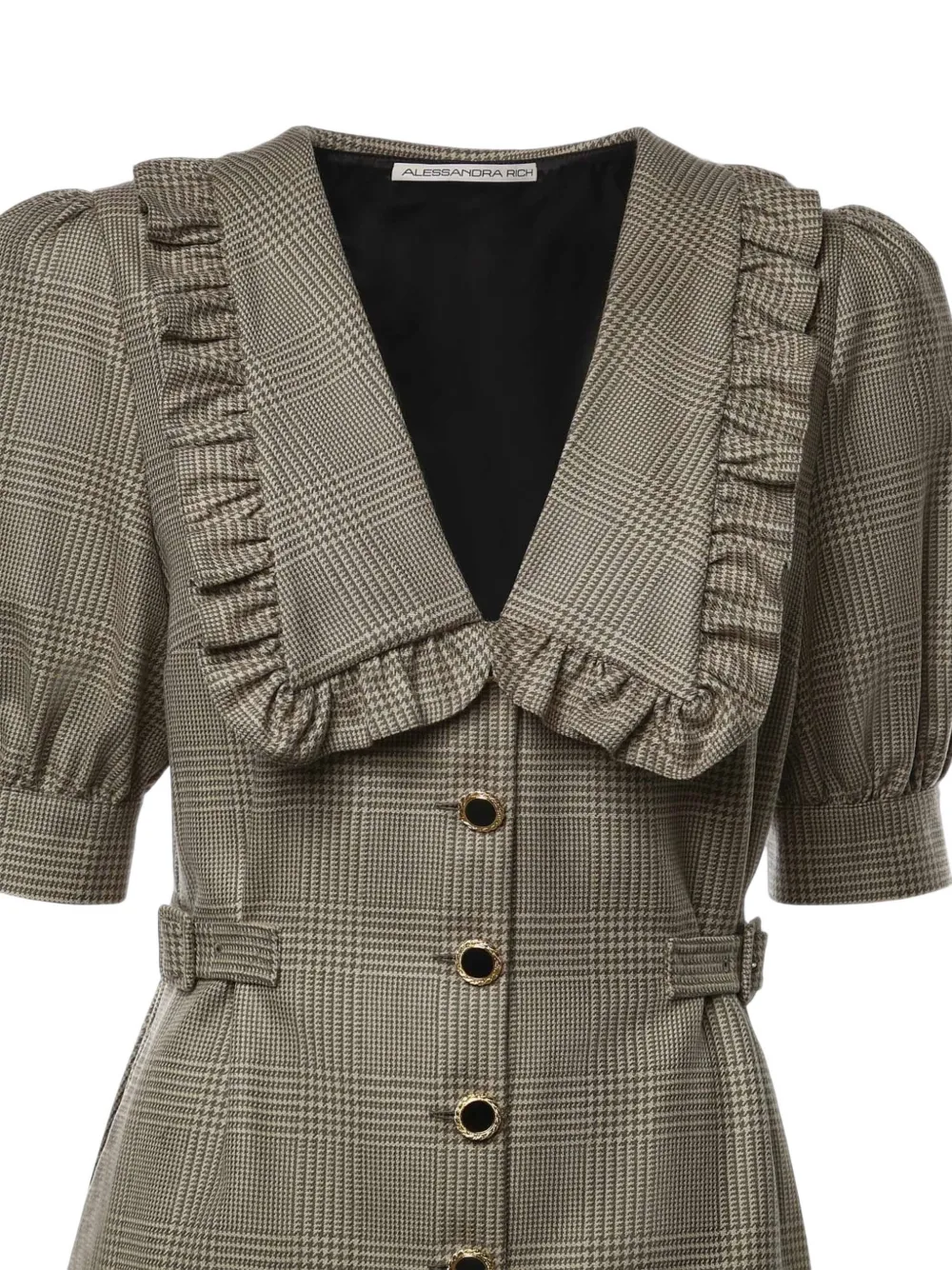 Alessandra Rich Geruite mini-jurk met ruches Beige