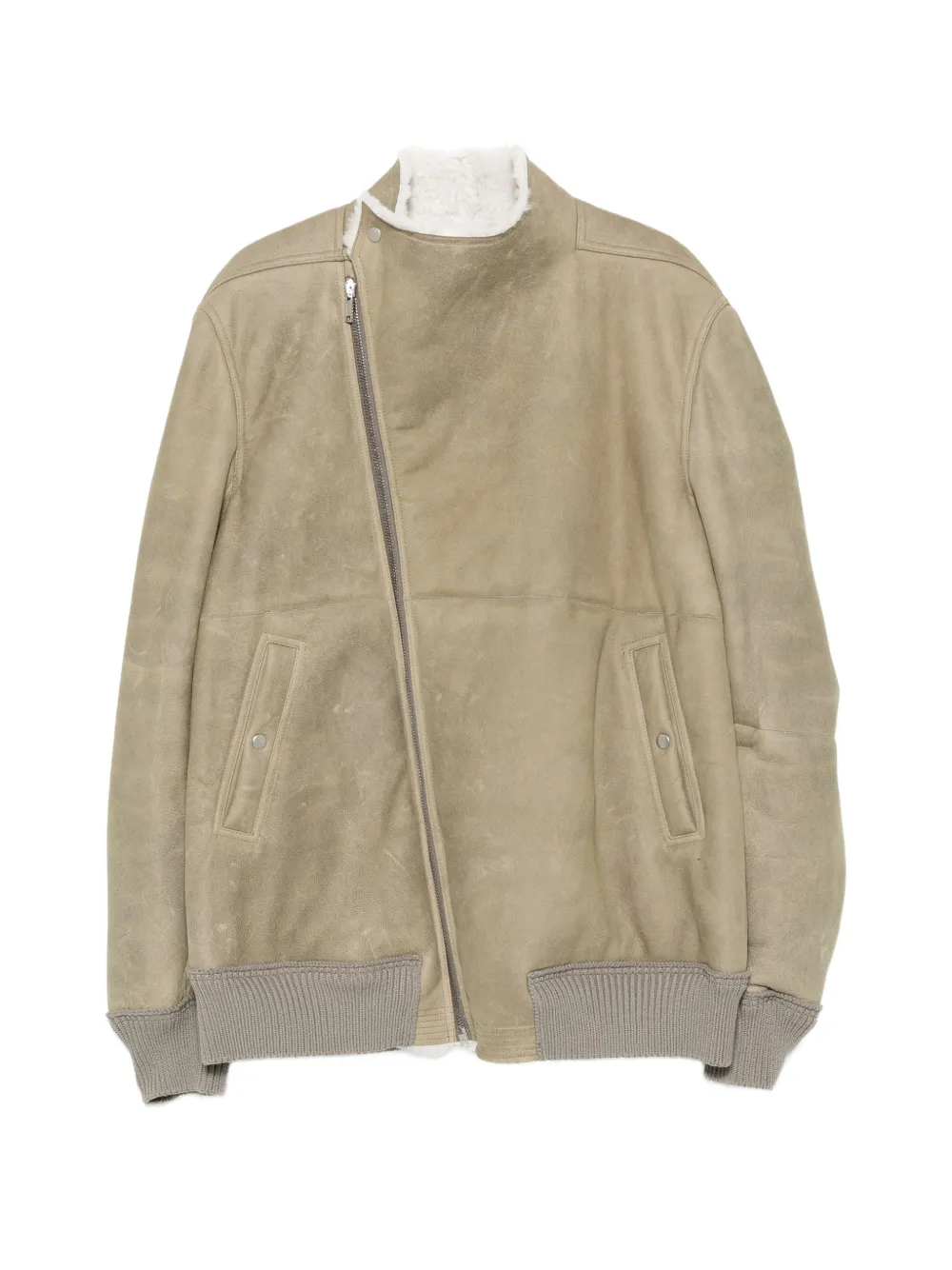 Rick Owens Hollywood Flight Lederjacke mit Shearling - Grün