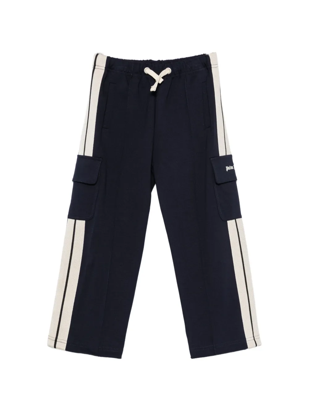 Palm Angels Kids logo-print side-stripe cargo pants - Blu