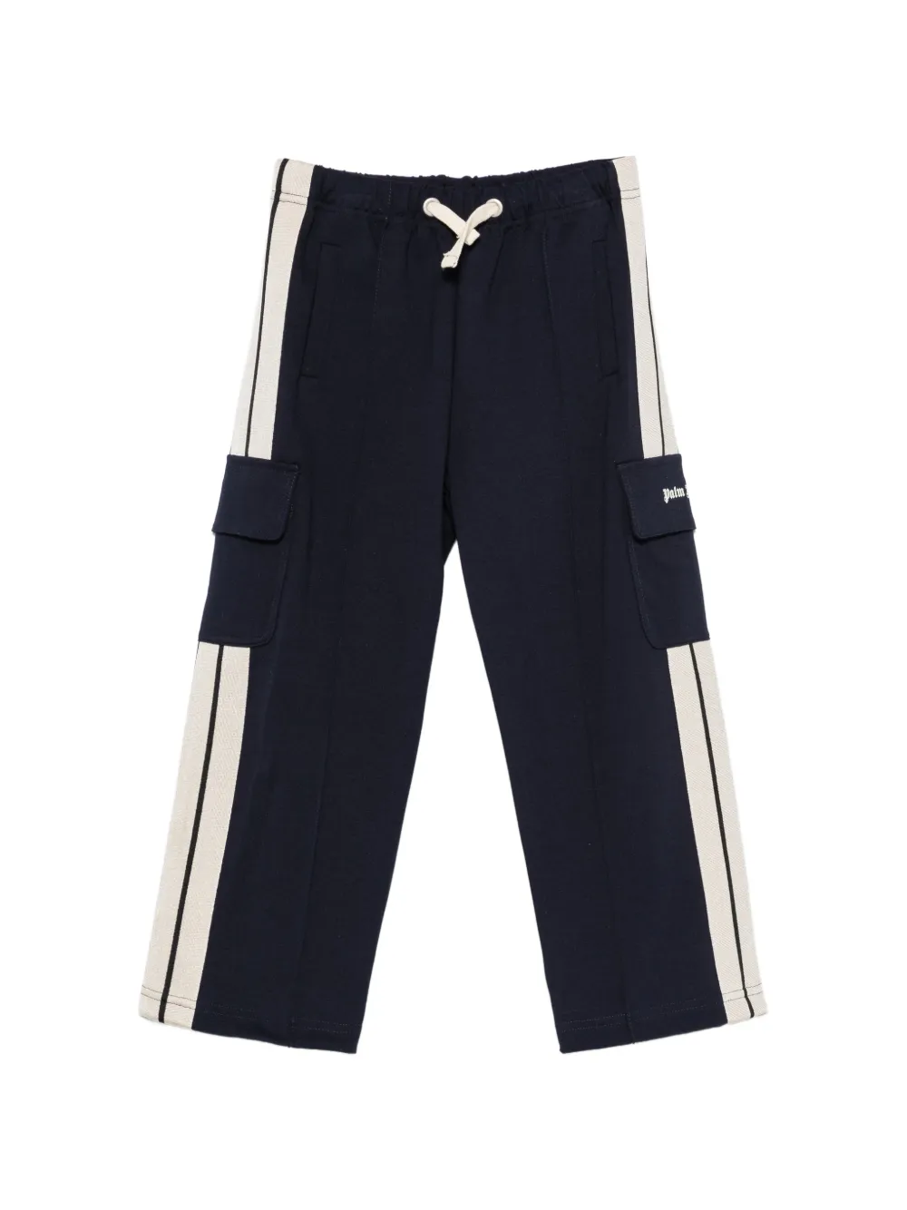 Palm Angels Kids logo-print side-stripe cargo pants - Blu