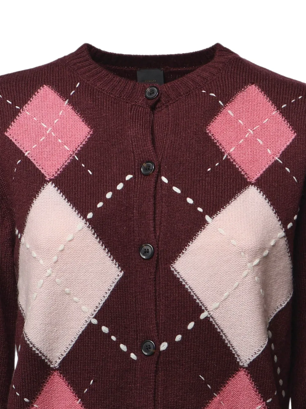 PINKO Button-up vest met argyle ruit Rood