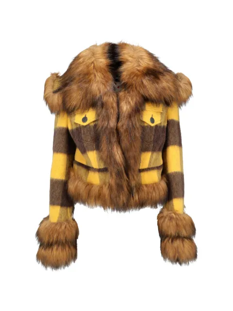 DSQUARED2 faux fur-trimmed checked jacket