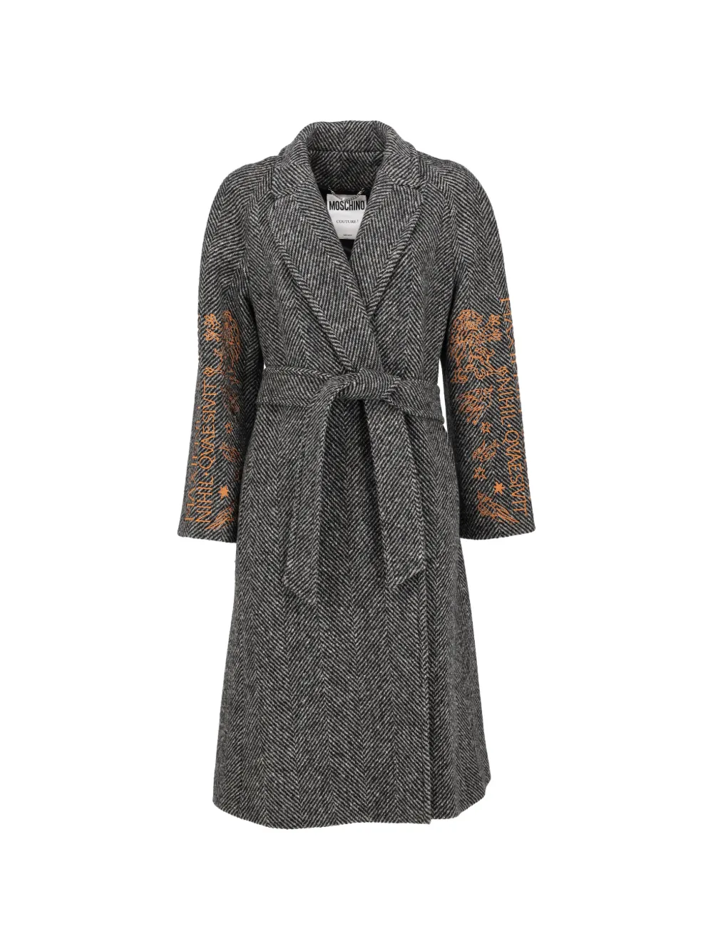 Moschino Pre-Owned herringbone embroidered coat - Grau