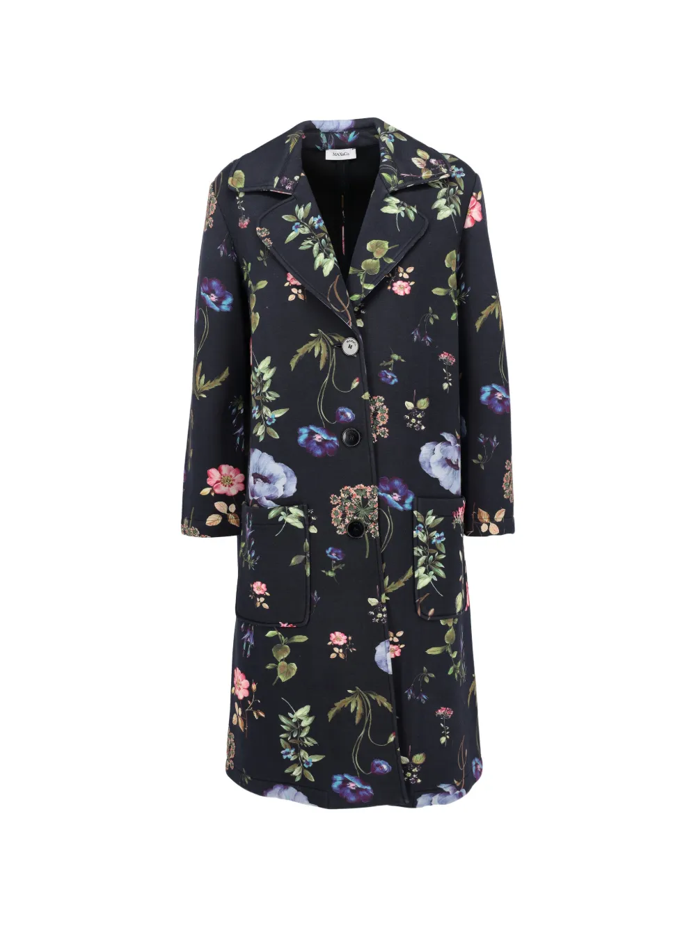 MAX&Co. floral-print patch-pocket coat - Schwarz